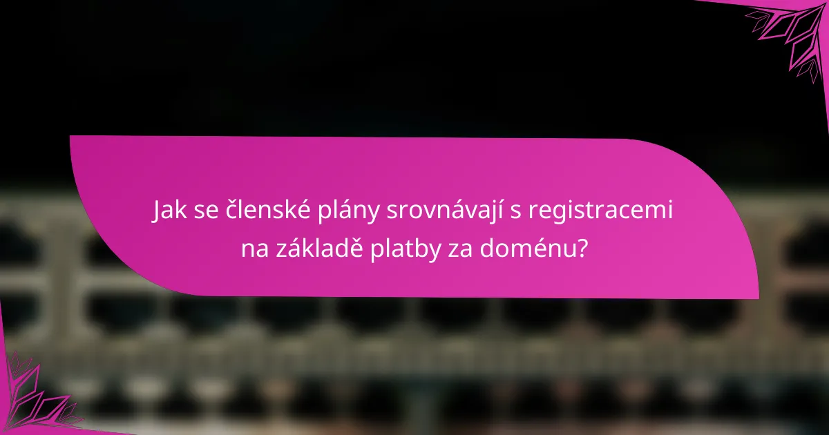Jak se členské plány srovnávají s registracemi na základě platby za doménu?