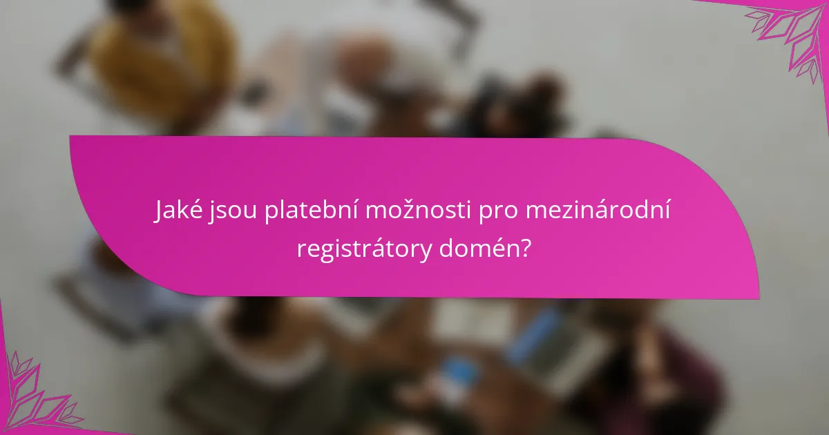 Jaké jsou platební možnosti pro mezinárodní registrátory domén?