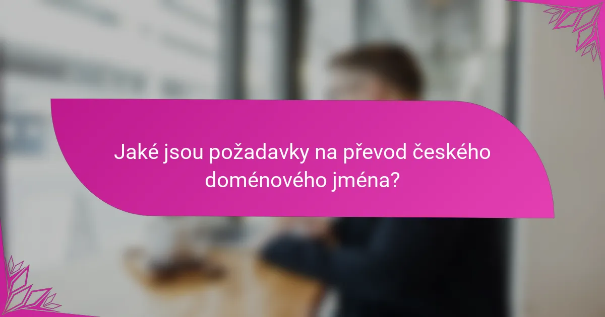 Jaké jsou požadavky na převod českého doménového jména?