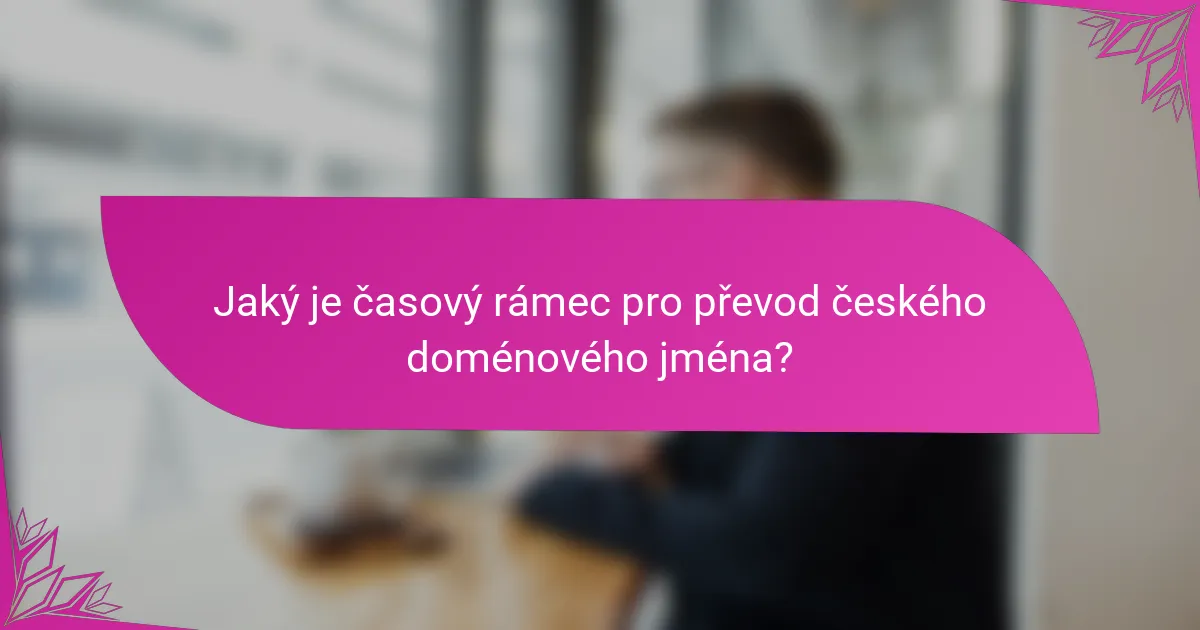 Jaký je časový rámec pro převod českého doménového jména?